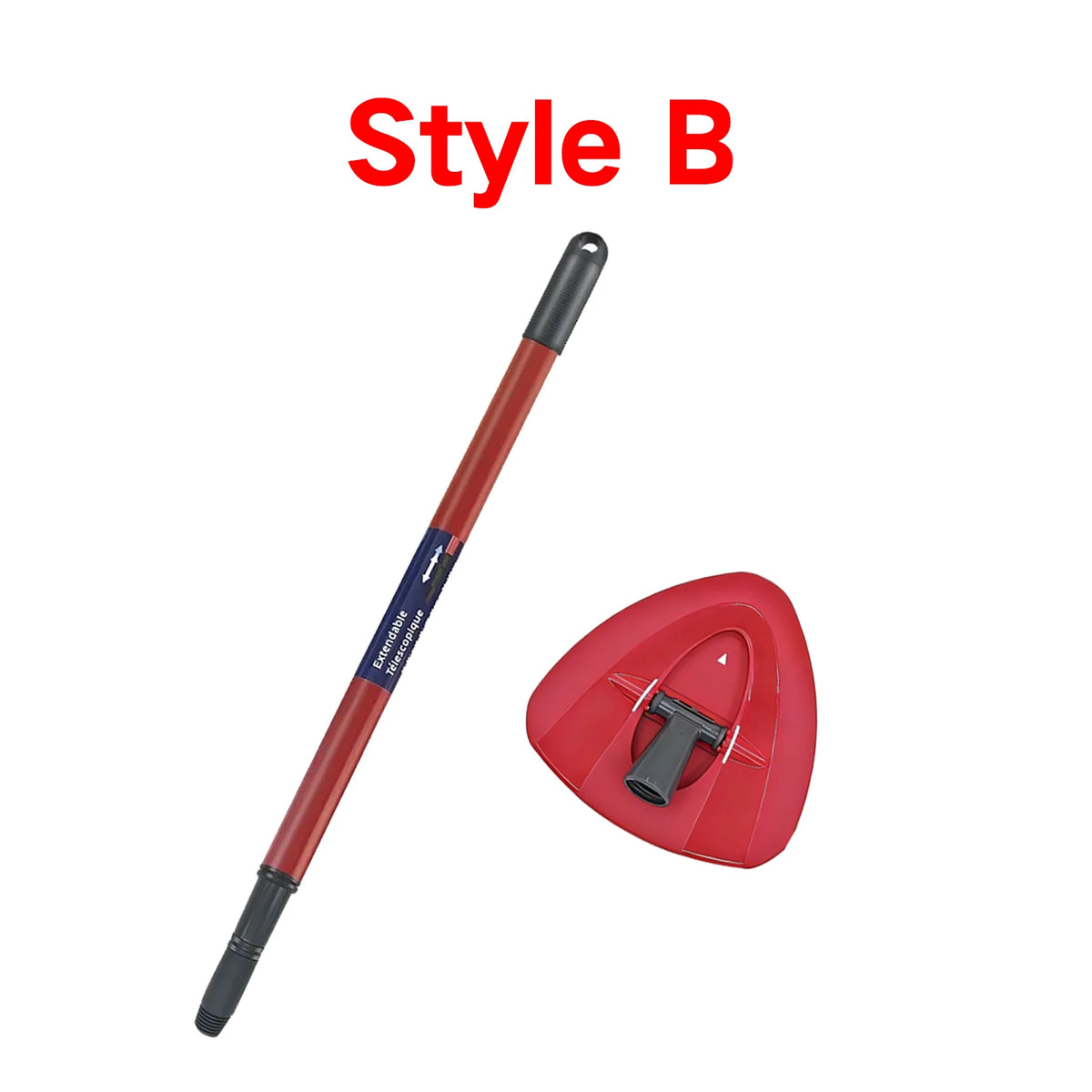 Red style B mop handle and base set for various mop systems