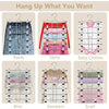 A collection of adjustable hangers and clips for organizing pants, skirts, baby clothes, bras, sweaters, and scarves.