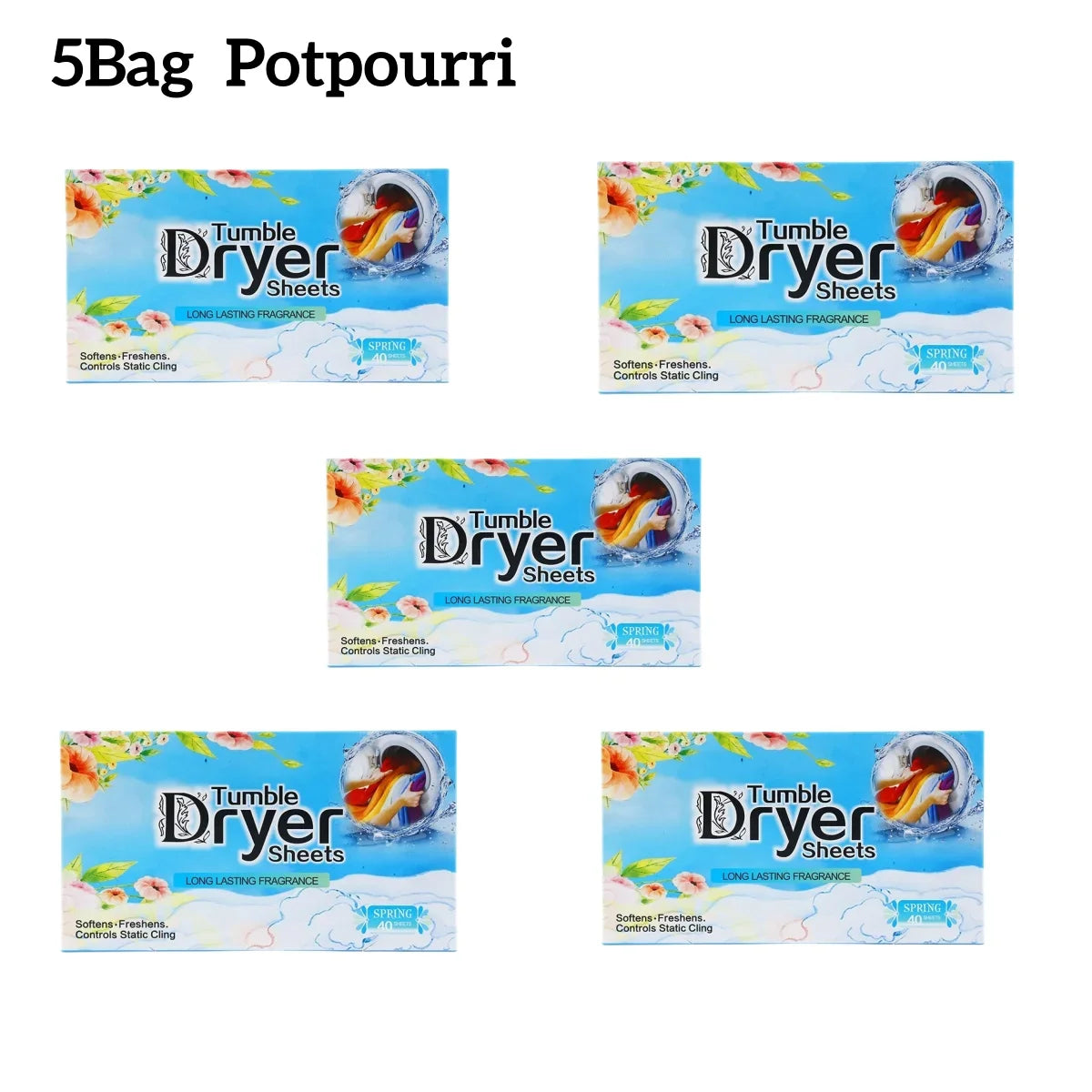 Fünf Packungen Faltenlösende Trockenstoffsättel mit floralen Designs und Trockenstoffsätteln.