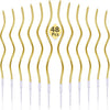 Ein Set von 48 goldenen dekorativen Spiralkerzen zum Geburtstag mit weißen Spitzen.