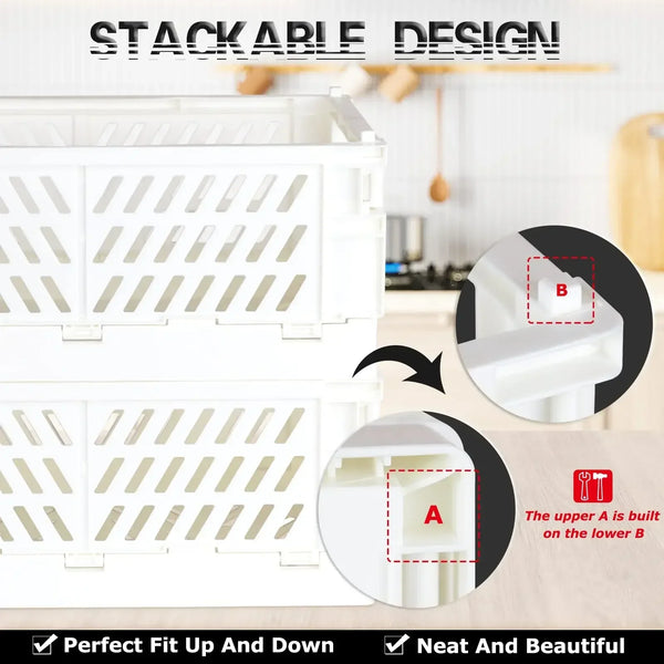 Foldable Plastic Storage Baskets (Set of 2)