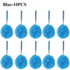 Ten blue extendable microfiber dusters with fluffy heads.