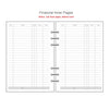 Two facing pages of a financial inner page notebook with ruled lines for recording income and expenses.