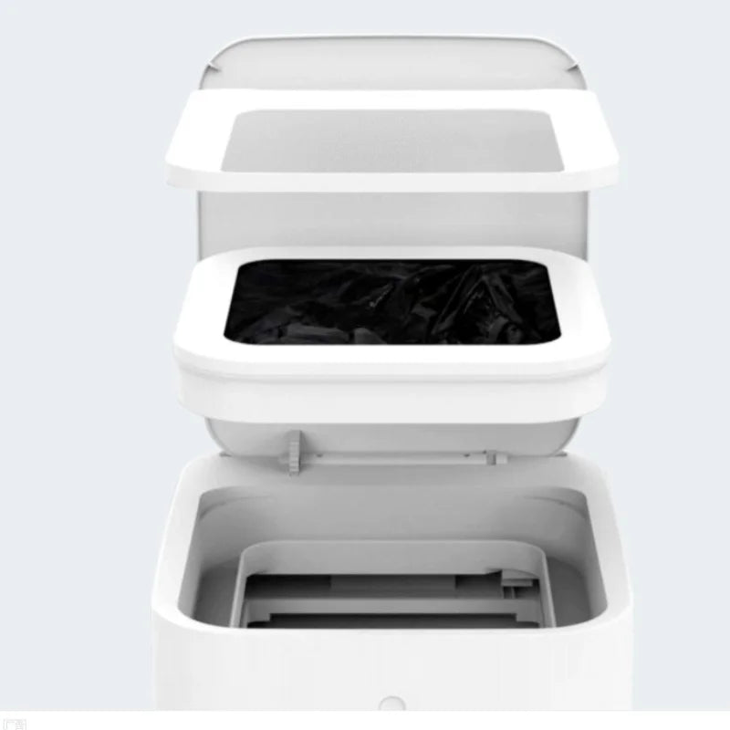 White reusable refill rings for kitchen trash cans shown in an open container.