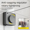 Anti-sagging regulator rotary tightening device used to properly tighten a clothesline rope.