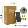 A brown storage box and a smartphone displaying a password style lock mechanism.