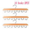 Set of 14 wooden hooks in three pieces for belt and accessory organization