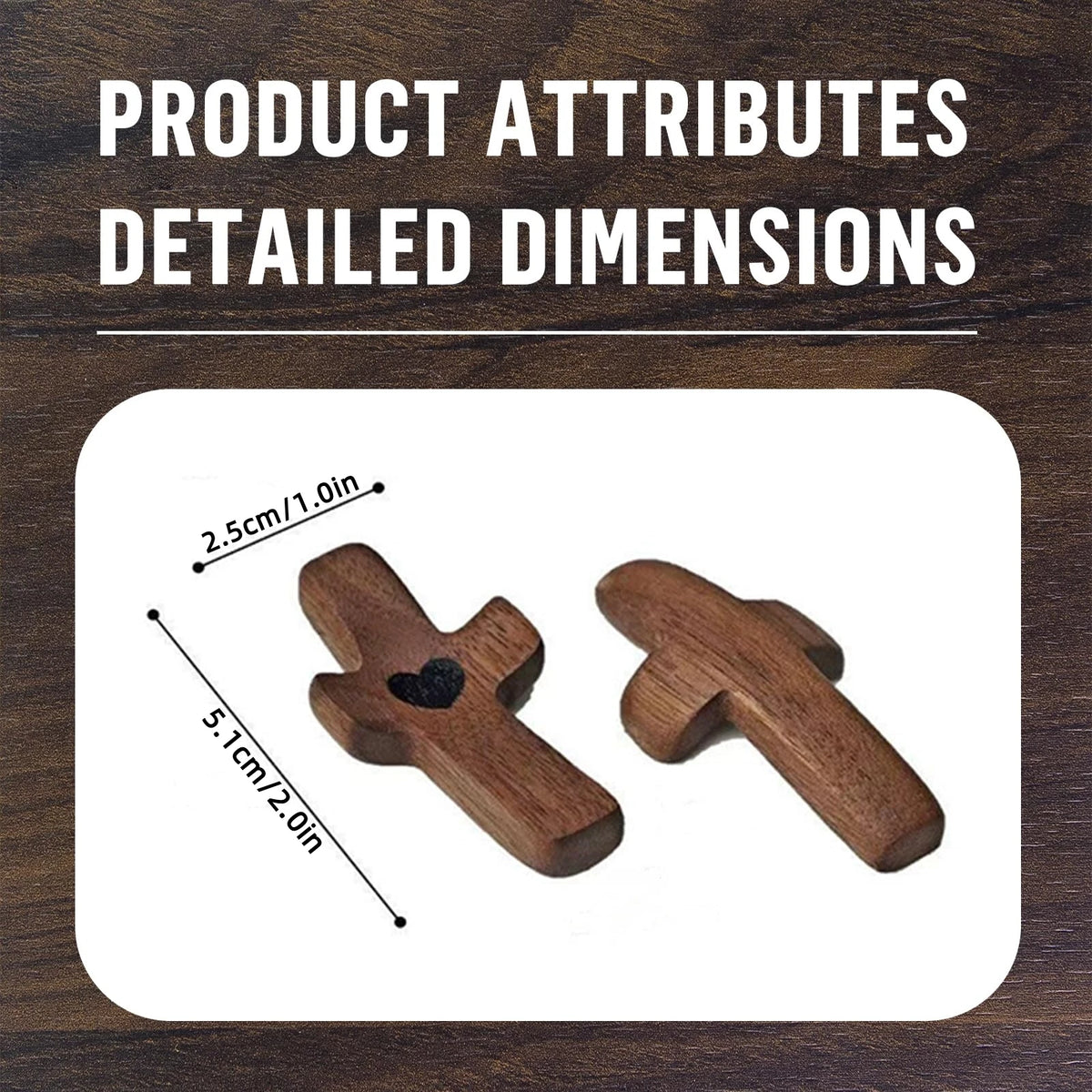 Dos cruces de oración de madera mostrando dimensiones detalladas para manualidades o medición.