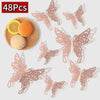 48 pieces of pink and gold decorative butterfly wall stickers with a slice of lemon and an orange.