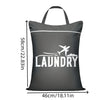 A black fabric laundry bag with white text reading LAUNDRY