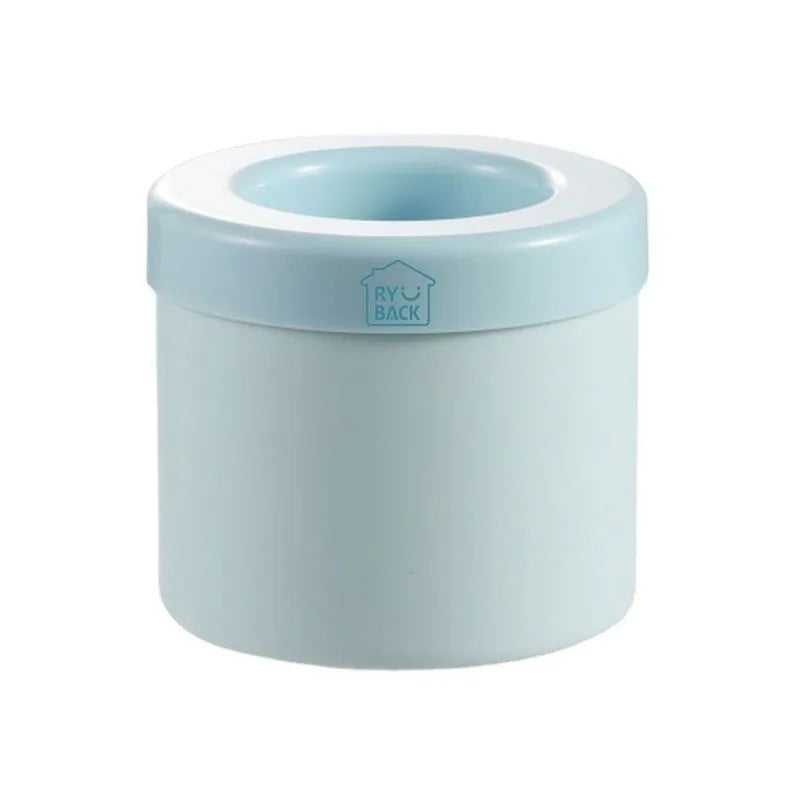 A light blue silicone ice cube mold set with a lid.