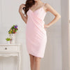A woman models a pink ultra-absorbent quick-drying bath wrap towel dress.