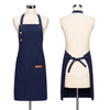 Navy blue all-purpose canvas apron displayed on a mannequin.