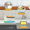 Ensemble distributeur de savon de cuisine 3-en-1 : liquide vaisselle, liquide vaisselle et support à éponge.
