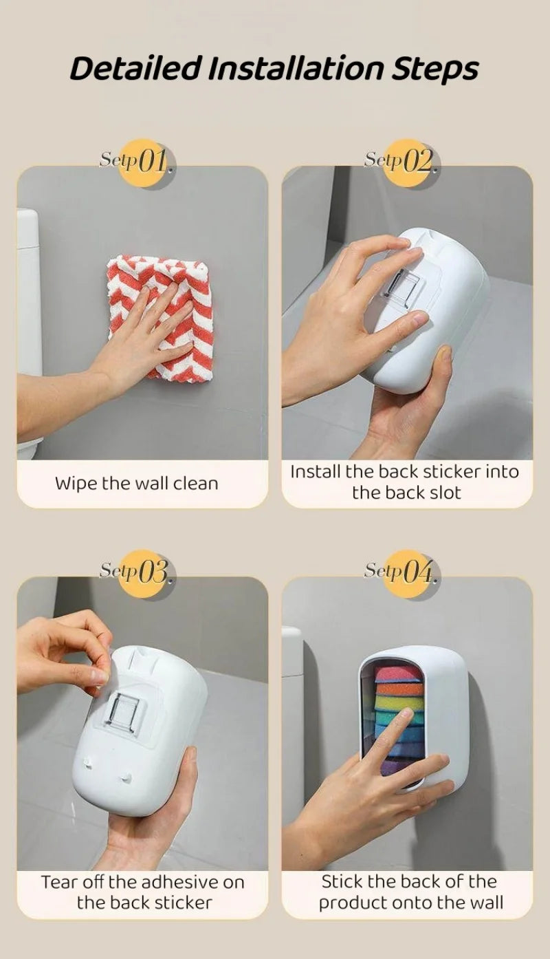 Étapes détaillées d'installation pour fixer un support de brosse à WC mural à un mur.