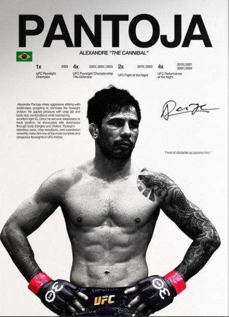 A muscular male fighter with a beard and tattoos is shown in a portrait style for a canvas art print.