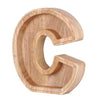 Piggy bank shaped like the letter C, made of wood, for savings