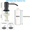 A black stainless steel liquid soap dispenser bottle with a 350ml capacity and a pump top.