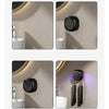 A portable UV electric toothbrush cleaner is shown in various close-up shots against a neutral background.