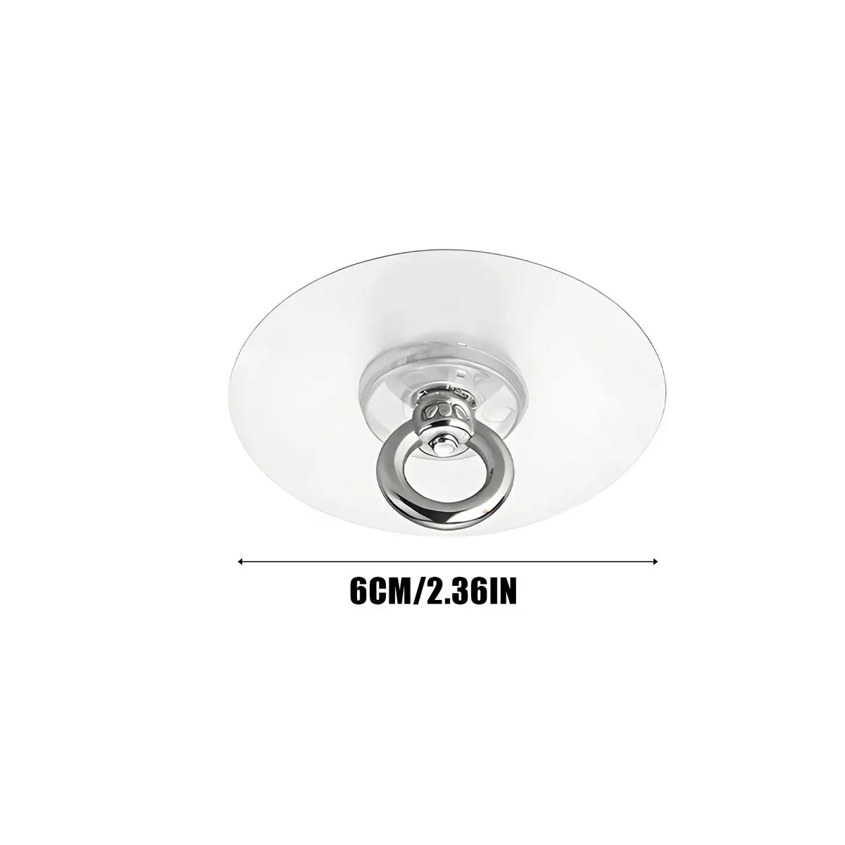 Clear acrylic wall hook with a stainless steel ring and mounting hardware