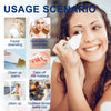 A woman is shown using thick facial cleansing wipes for various uses including compress, stain removal, and makeup cleanup.