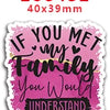 Gráfico rosa y negro con el texto: Si conocieras a mi familia, entenderías