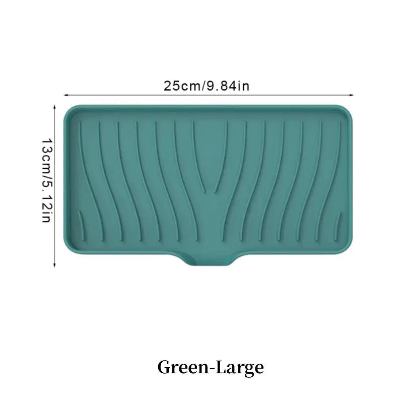 Green silicone draining soap tray organizer with dimensions 25cm by 13cm