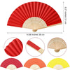 Ventilateur pliable rouge et jaune à main avec pales en bambou et papier
