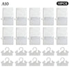 A set of ten reusable moisture absorber bags with hooks for storage and organization