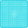A blue non-slip shower mat covered with numerous small, round suction cups.