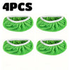 Four reusable green microfiber mop replacement cloths with white trim.