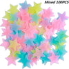 Mixed pack of 100 glow in the dark 3D star wall decals in various pastel colors
