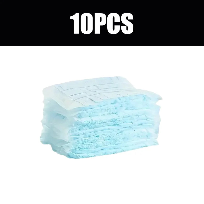 A stack of ten disposable duster refills with replacement heads in light blue packaging.