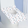A white disposable printing seat cover featuring cute rabbit graphics and nice day text.