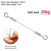 Stainless steel wire rope hanging kit with a hook and adjustable threading hole for safe load of 20kg