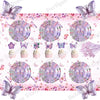 Tissu à motif de papillon aquarelle avec des fleurs violettes et roses, adapté aux fêtes