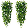 Dos tallos colgantes de hiedra artificial verde para decoración del hogar