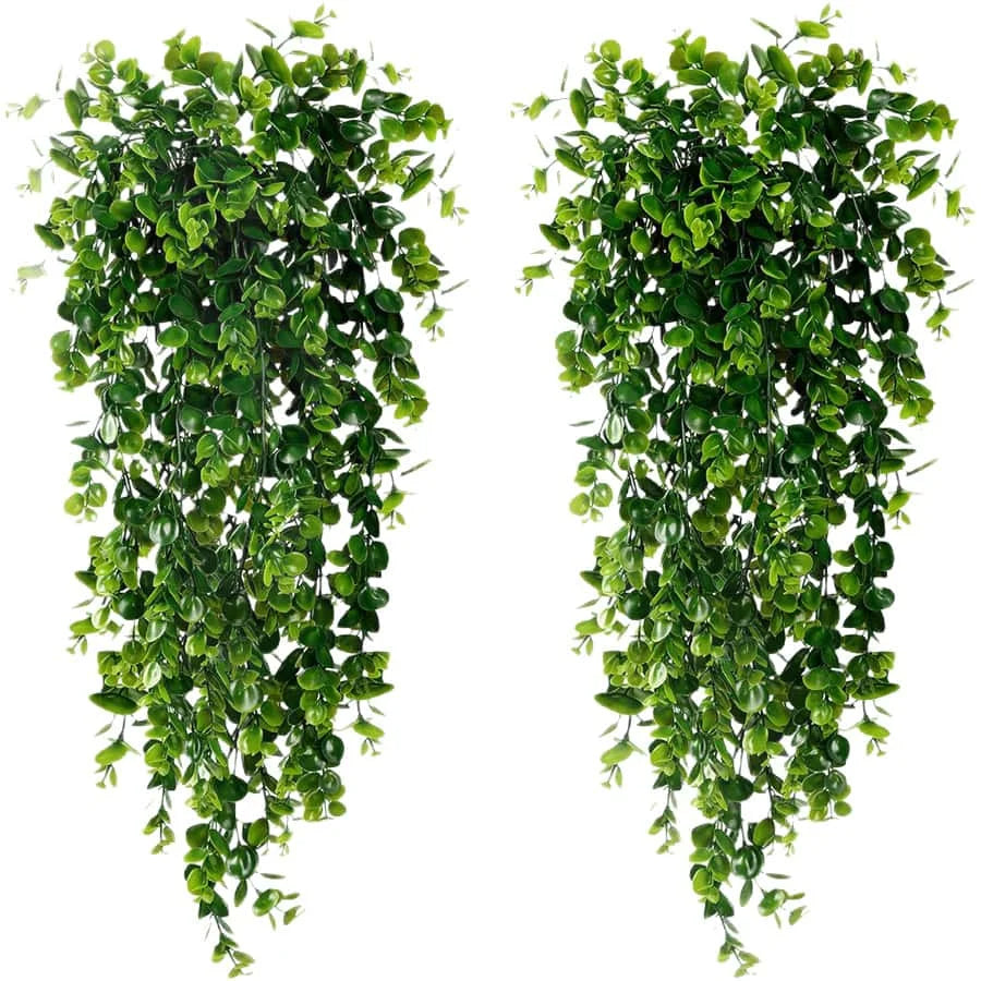 Dos tallos colgantes de hiedra artificial verde para decoración del hogar