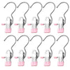 A set of stainless steel clothespins for laundry and organization, shown in various colors.