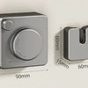 A silver retractable stainless steel clothesline mounted on a wall, shown with dimensions.