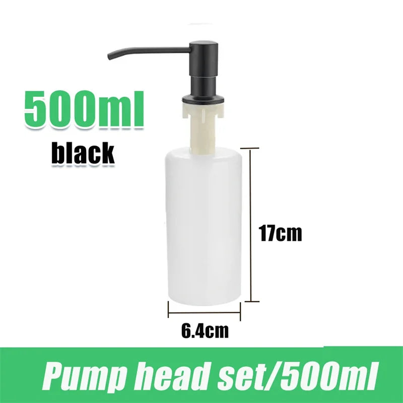 Black pump head set for a 500ml liquid soap dispenser