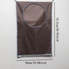 A dark brown fabric laundry organizer with a circular opening, measuring 73.5 cm high and 50 cm wide.