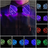LED light up anime glasses displayed in various colors and angles on a dark shirt.
