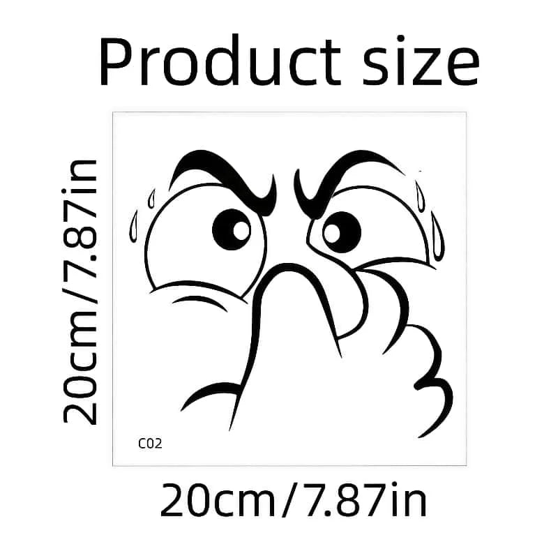 A cartoon drawing of a hand with exaggerated eyes, used to illustrate the product size.