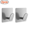 Two stainless steel adhesive hooks for bathroom or kitchen use