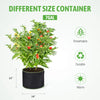 A 7-gallon plant grow bag filled with green foliage and red fruit, showing its size and features.