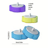 Disposable toilet brush set shown in purple, yellow, and blue colors with long handles.