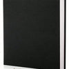 Schwarz-Leinen-Fotobuch mit selbstklebendem Album, silberner Stock sichtbar.