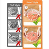 Comparison of old and new style reusable food storage covers for meat or seafood.