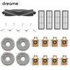A set of replacement parts for a Dreame robot vacuum, including a body piece and various brush components.